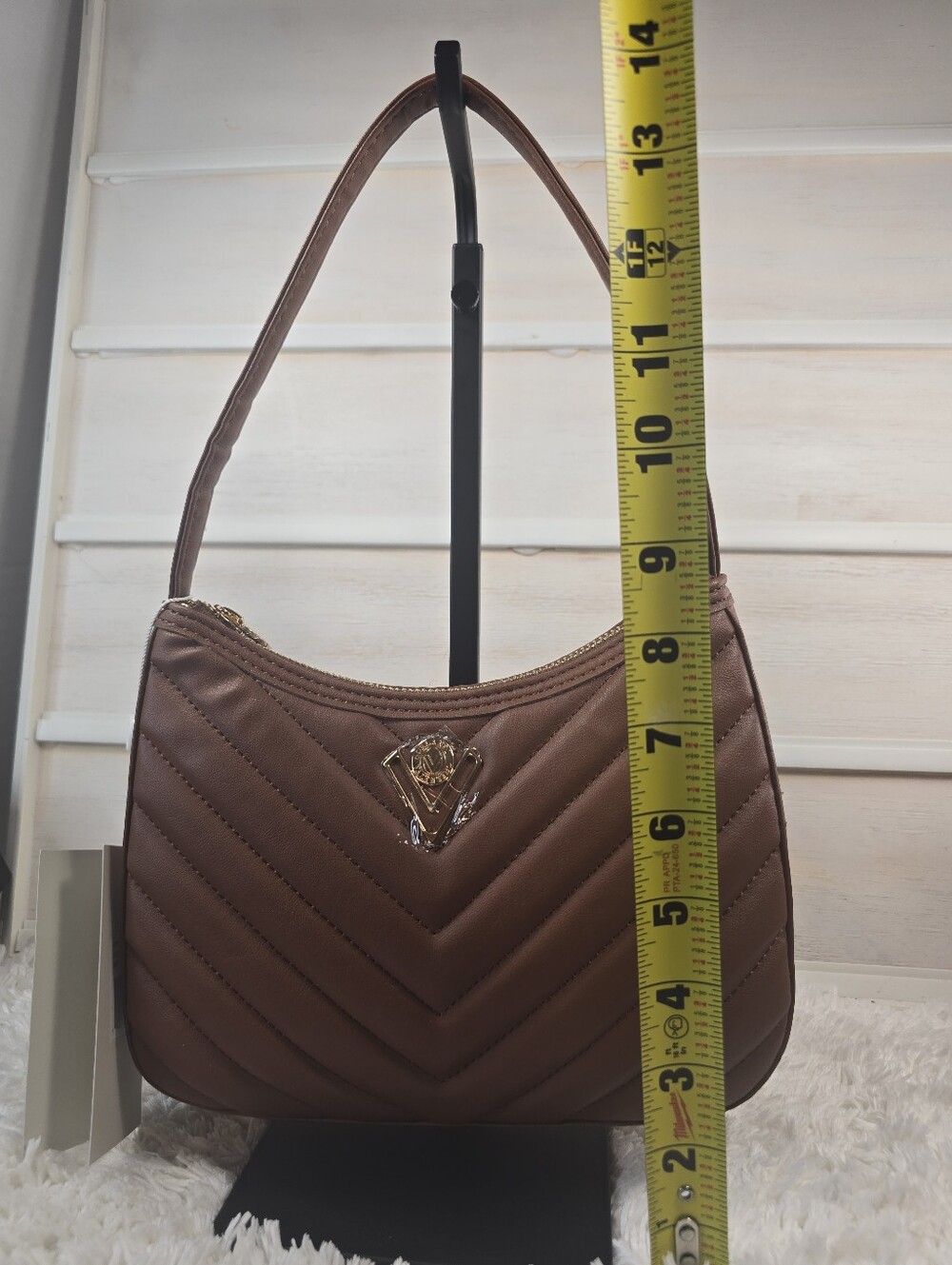 Valentino Orlandi Brown Quilted Shoulder Bag with Gold Logo - Picture 12 of 16